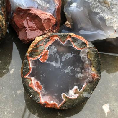 Beautiful Natural Original Agate Quartz Crystal Stone Raw Partially Cut Surface Reiki Healing Mineral Specimen Decor
