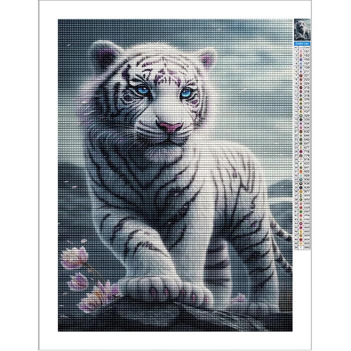 DIY Diamond Painting for Adults and Kids, White Tiger Diamond Painting Kit, Animal 5D Diamond Painting Diamond Art, Home Art Crafts 12x16 Inch