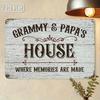 Vintage Grammy Papa House Metal Wall Art Grow Quote Sign Grandparents Gift