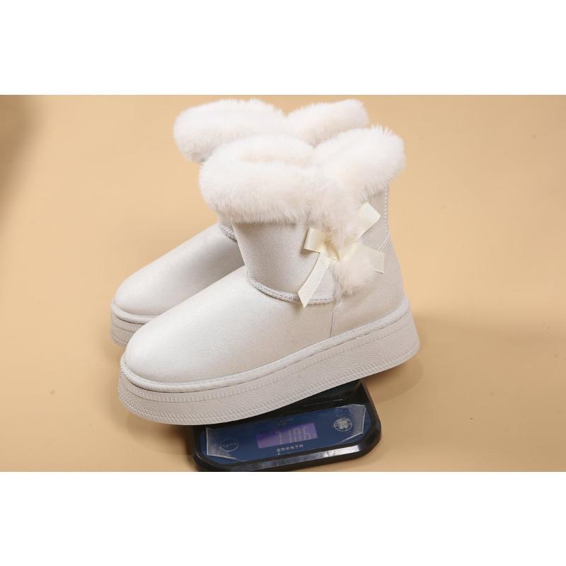 Women's Winter Suede Leather Ankle-Length Snow Boots - Plus-Size, Fleece-Lined & Thickened, Warm, Stylish