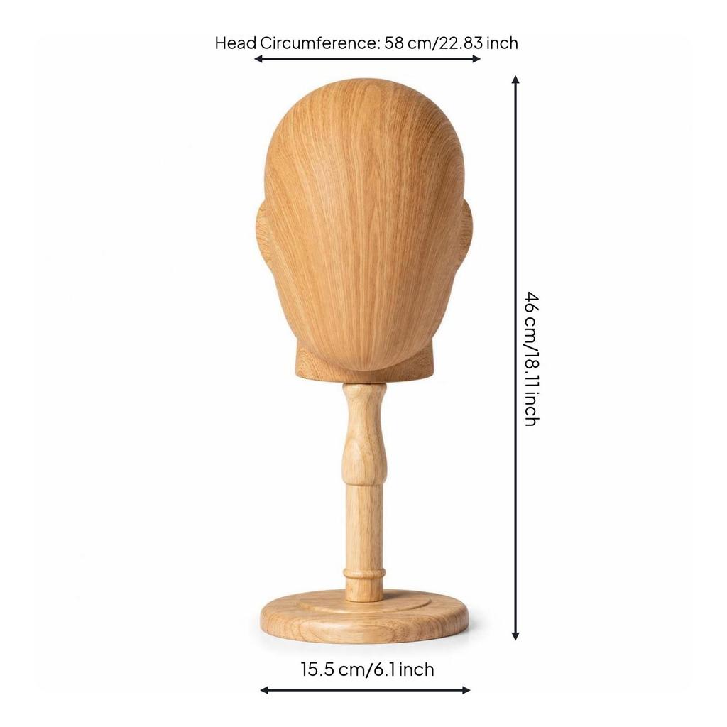 Holzschaufensterkopf Holzmaserung Männlich Skulptural für Boutiquen