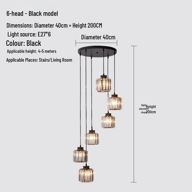 NuFeng Modern Minimalist Staircase Crystal Chandelier
