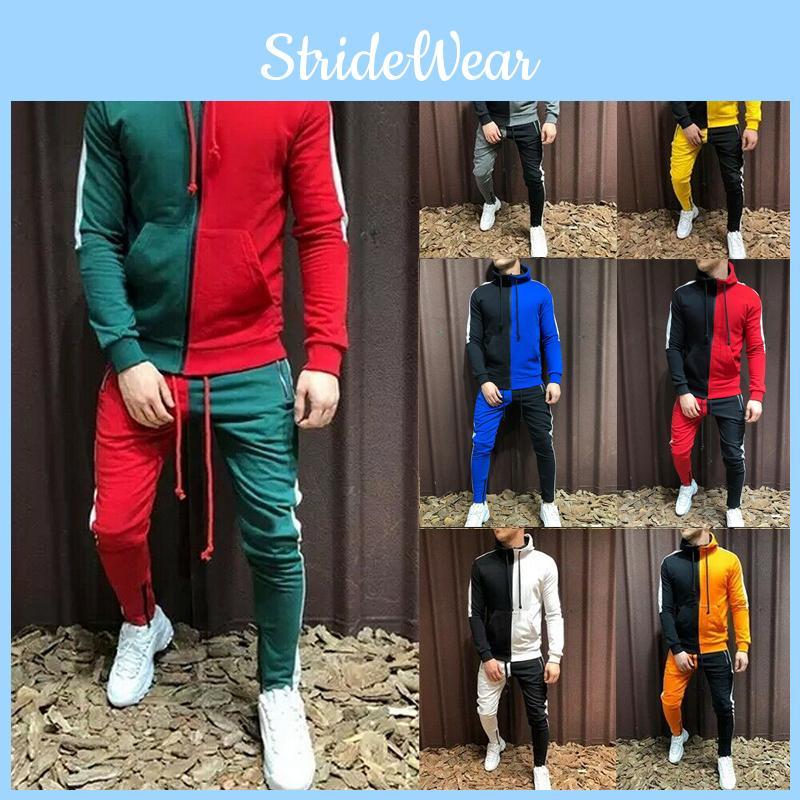 Stylish Men's Tracksuit Suit With Hoodie And Zipper Closure For Gym And Sports