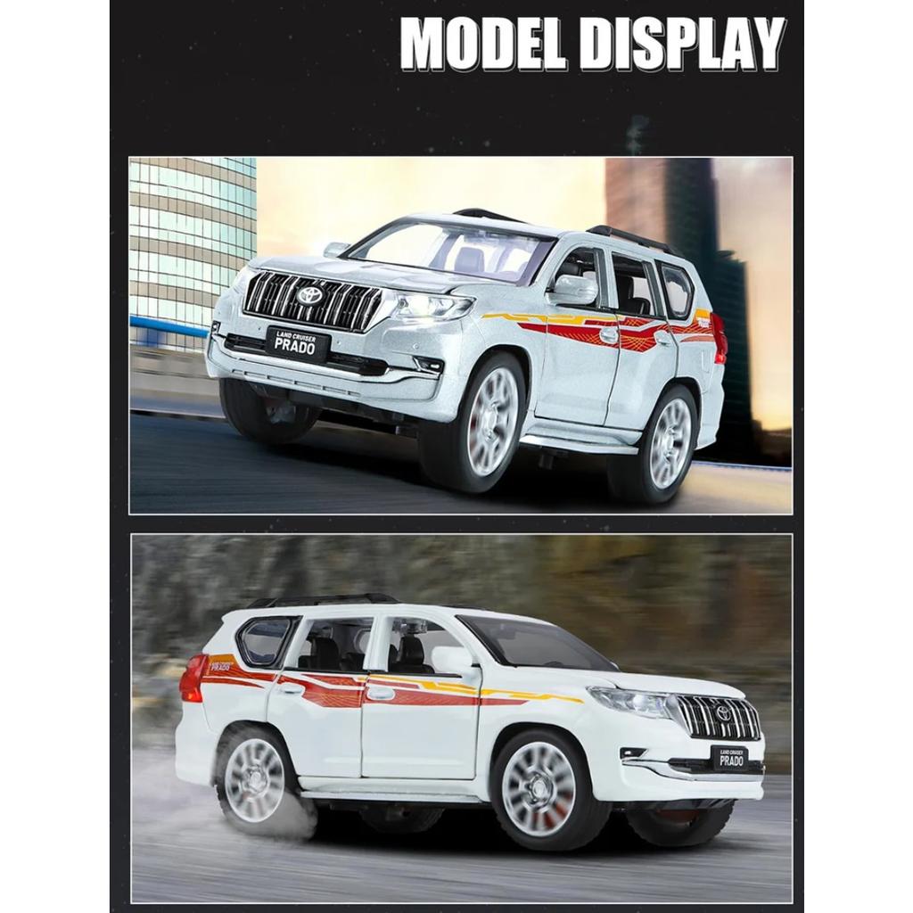 1/32 Toyota PRADO Land Cruiser SUV Alloy Car Model Diecast Metal Off-road Vehicle Car Model Sound and Light Kids Toy Gift