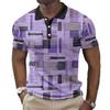 Simple Solid Color Block Pattern 3D Digital Printing Men's Casual Polo Shirt