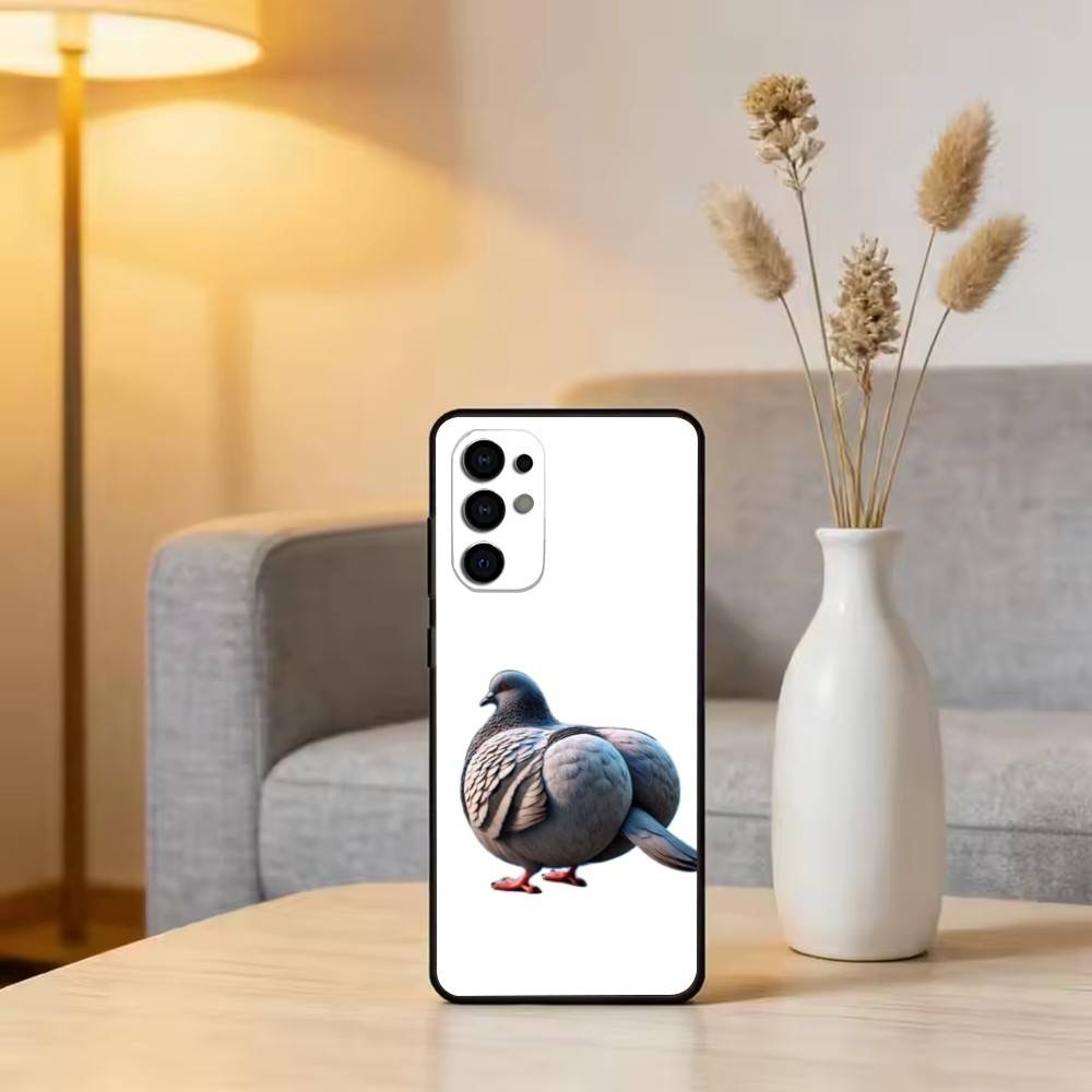 Funny Silly Pigeon Phone Case Black Silicone Soft For Samsung S25,S24,S21,S22,S23,S30,Ultra,S20,Plus,Fe,Lite