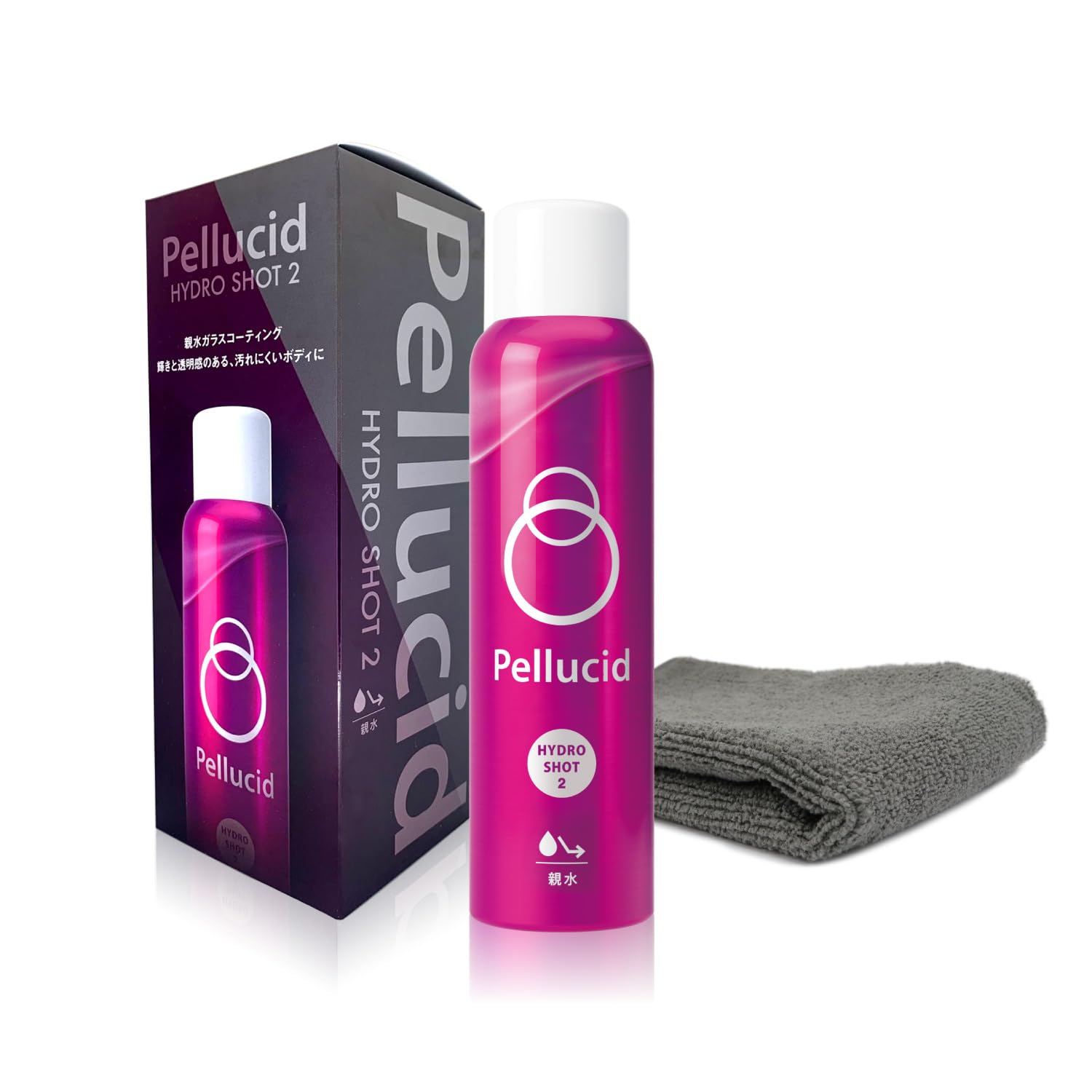 Pellucid HydroShot 2 210ml Car Glass Coating Agent with Cloth High Stain UV Coating effect lasts approximately 6 Hydro-Shot Hydro-Shot (PCD-810)