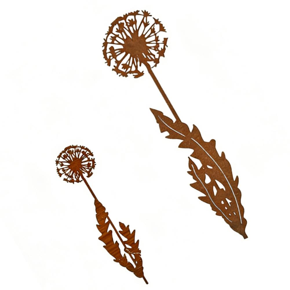 Rusty Finish Dandelion Garden Art Rustic Metal Stake