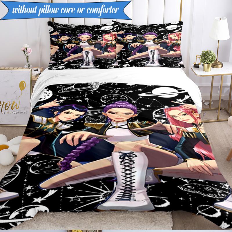 Kpop cartoon 3pcs K-pop music group Bedding set,Ideal for Bedroom, Dormitory,Including Duvet Cover And 2pcs Pillowcases,Fan gifts