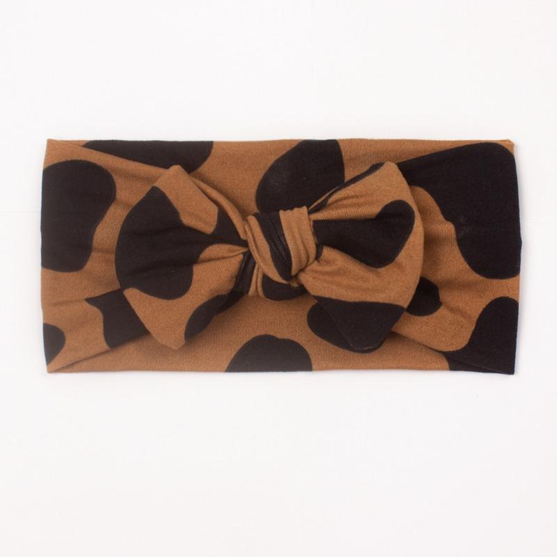 New children's leopard print headscarf, baby wide-sided soft bow headband, baby headband.