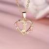 1 Pc Golden Color 26 English Letter Heart Necklace Rose Flower Pendant Wedding Band Jewelry Valentine's Day Gift