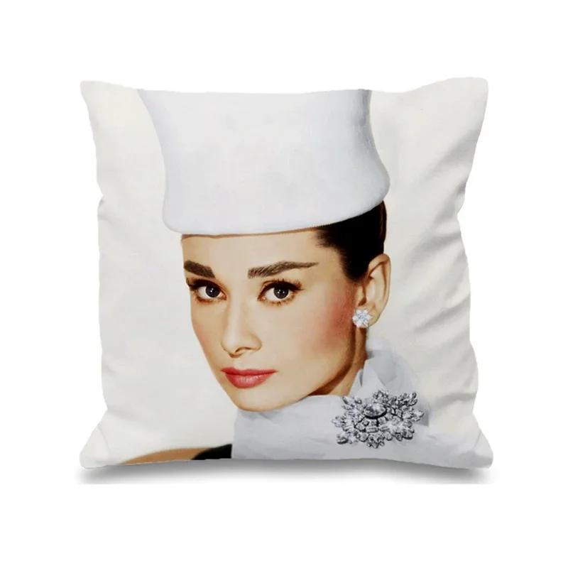 Audrey Hepburn Kissen Stuhlkissen Heim und Dekoration Doppelbettwäsche Kissenbezug Dekor 40x40 Kissenbezüge Dekorative Hülle