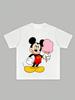 Disney Mickey Mouse Men's Casual Cartoon Print Short Sleeve T-Shirt Cotton Tee Couple Outfit Clothing White T-Shirt Men Clothing