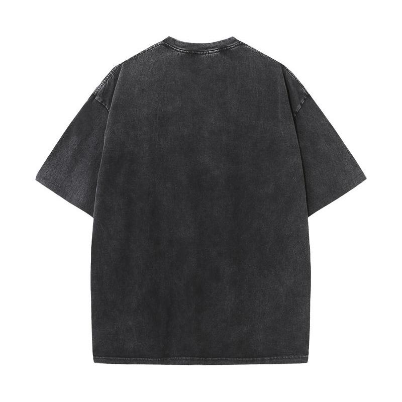 SX-77 MINISO 2026 Été Lavage Vintage Imprimé Coton Pur Style Épaule Hommes et Femmes Col Rond Manches Courtes T-shirt Couple