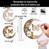 Christmas Cabin Hanging Decoration Moon-Shaped Wreath Acrylic Ornament, Butterfly Angel Floral Stained Glass Style Mosaic Waterproof Indoor Atmosphere