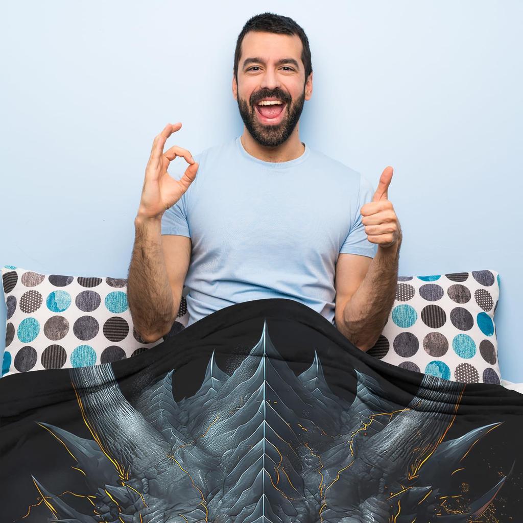 Cool black gold dragon blanket soft flannel blanket living room bedroom sofa office decoration blanket