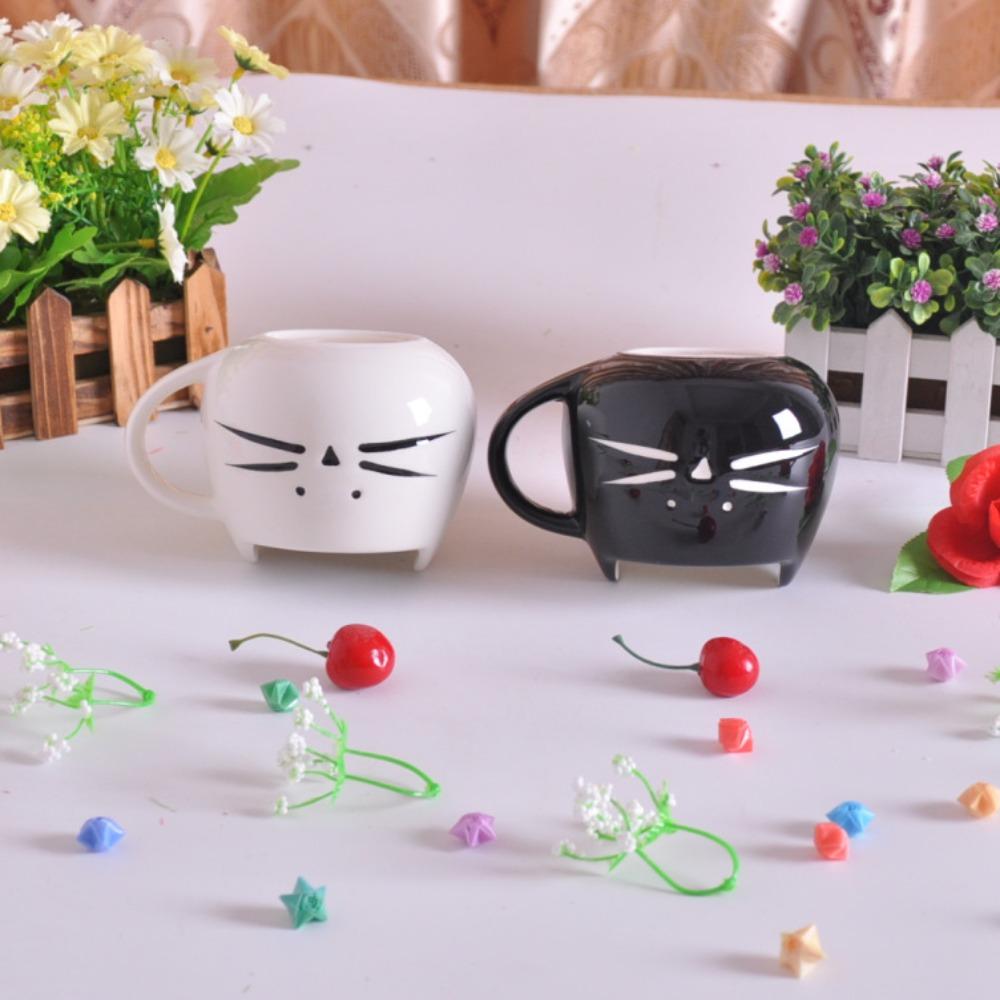 Creative Cute Black and White Cat Ceramic Cup, Water Cup, Cup Painted Ceramic Cup Mug