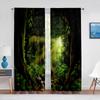 2panels Woodland Forest Foliage Sunbeams Nature View Curtains for Living Room Bedroom Kitchen Decor Sheer Curtains Window Drape
