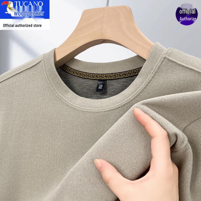 Woodpecker Men's 2025 Fleece-Lined Crew Neck Long Sleeve Sweatshirt for Autumn/Winter