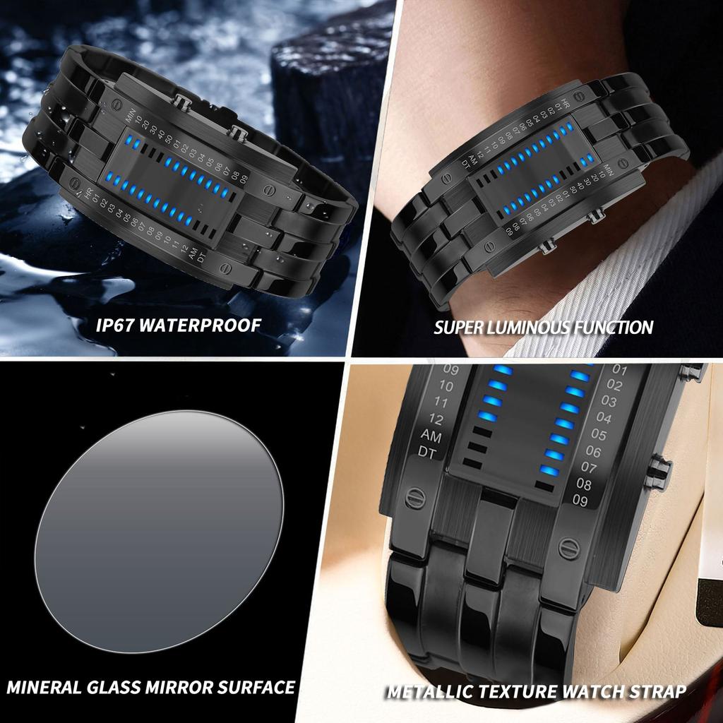 Binbond B0926 0926 Nuovo Orologio Digitale per Coppia Cinturino in Acciaio Inossidabile Impermeabile Moda Casual Orologio da Polso Elettronico per Uomini Donne