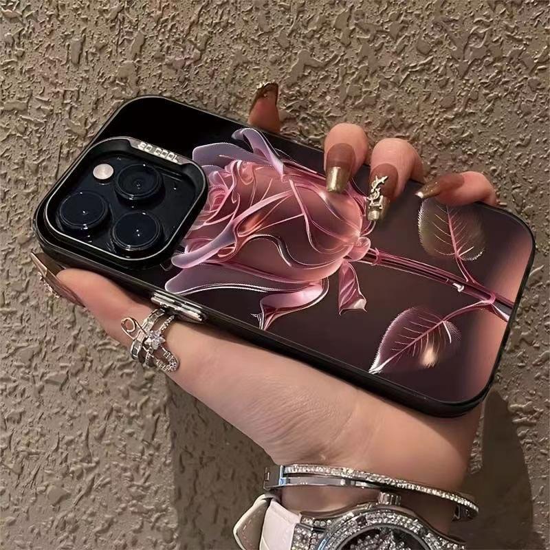 Powder crystal rose is suitable for Apple 15Promax mobile phone case iPhone16 new 14Promax advanced 17 beautiful