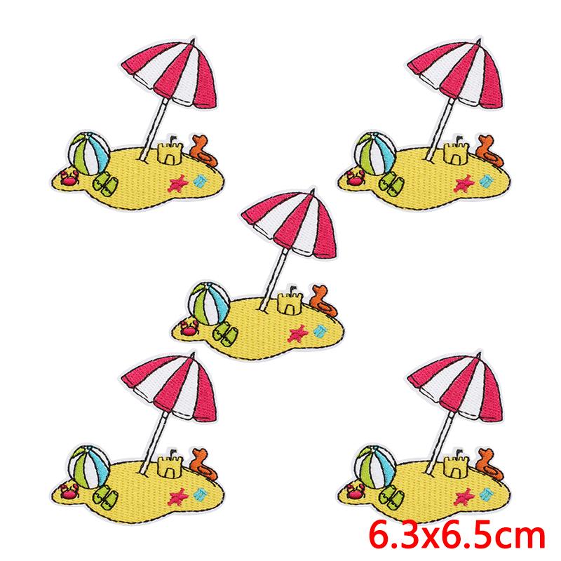 10pcs Lots Summer Wave Slippers Embroidered Patches On Clothes Shell Coral Patch Iron On Patches For Clothing Hats Jackets Diy