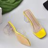 Summer 2020 New Korean Version Crystal Thick Heel with Transparent Cool Slippers Women 2025