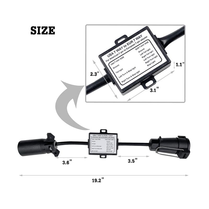 Trailer Light Connector  to EU 7-Way Socket Plug Adapter Vehicle Linker Trailer Connector Towbar Towing Plug Adapter