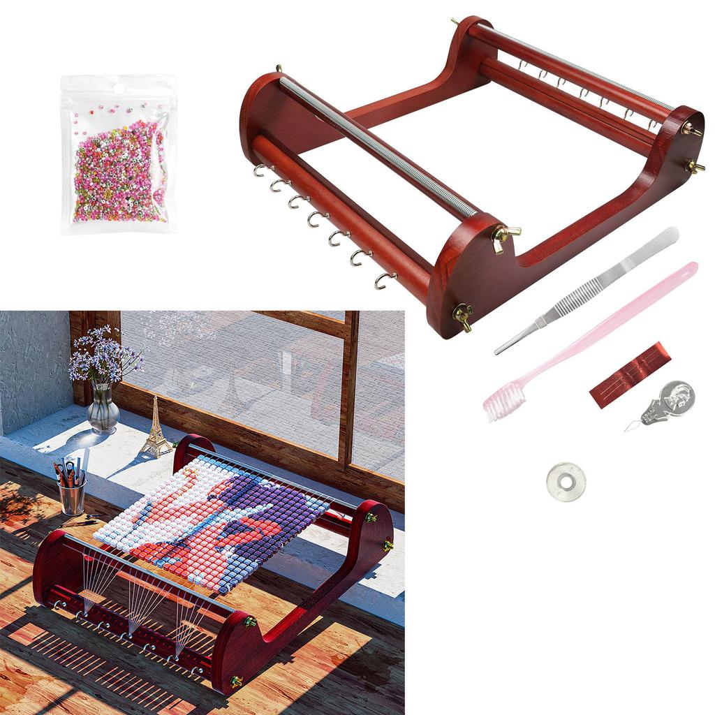Macchina per tessitura di perline retrò Telaio in legno vintage per perline Set classico per la creazione di gioielli fai-da-te per artisti e principianti