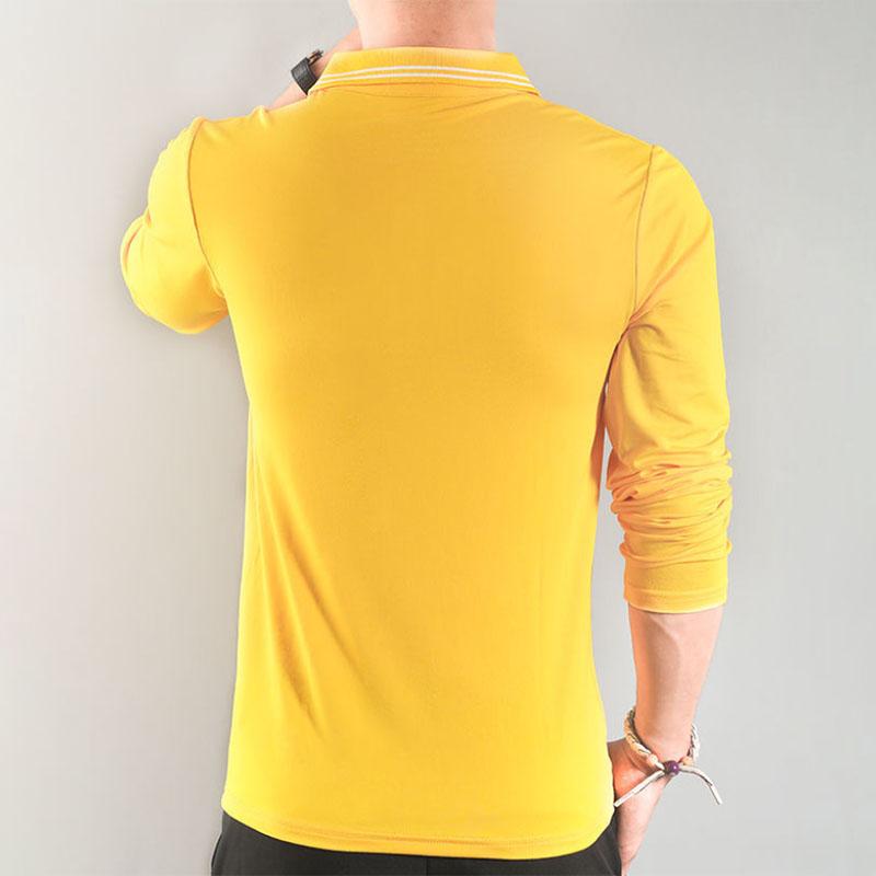 Pure Color Polo Shirt Men's Lapel Collar Long Sleeve T-Shirt Casual Fitness Top
