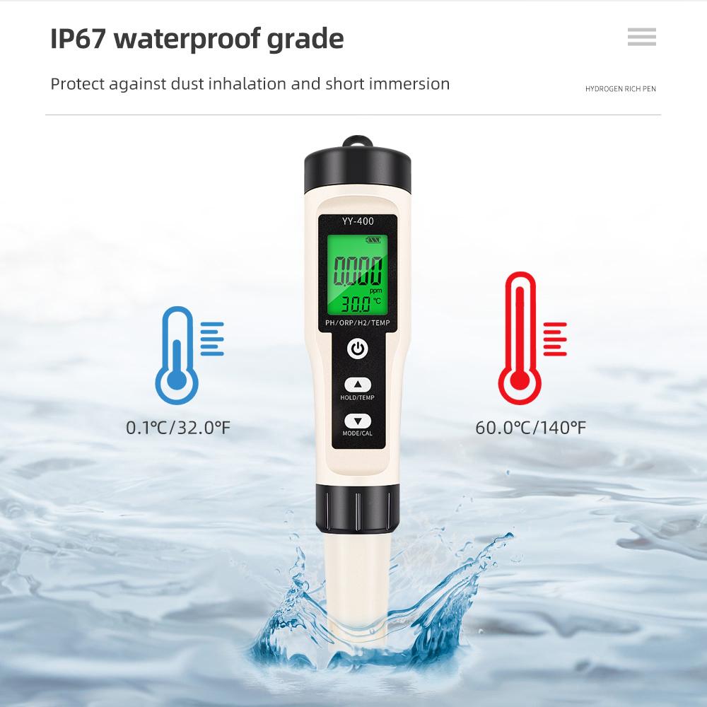 4/3/2 In 1 Optional PH ORP H2 Temperature Hydrogen-rich Meter Water Quality Purity Detector for Aquarium Pool Hydroponic
