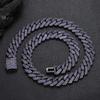 NUOYA Hip Hop Jewelry 15mm Black Plated Iced Out Purple Cubic Zirconia Two Row Diamond Prong Miami Cuban Link Chain Bracelet