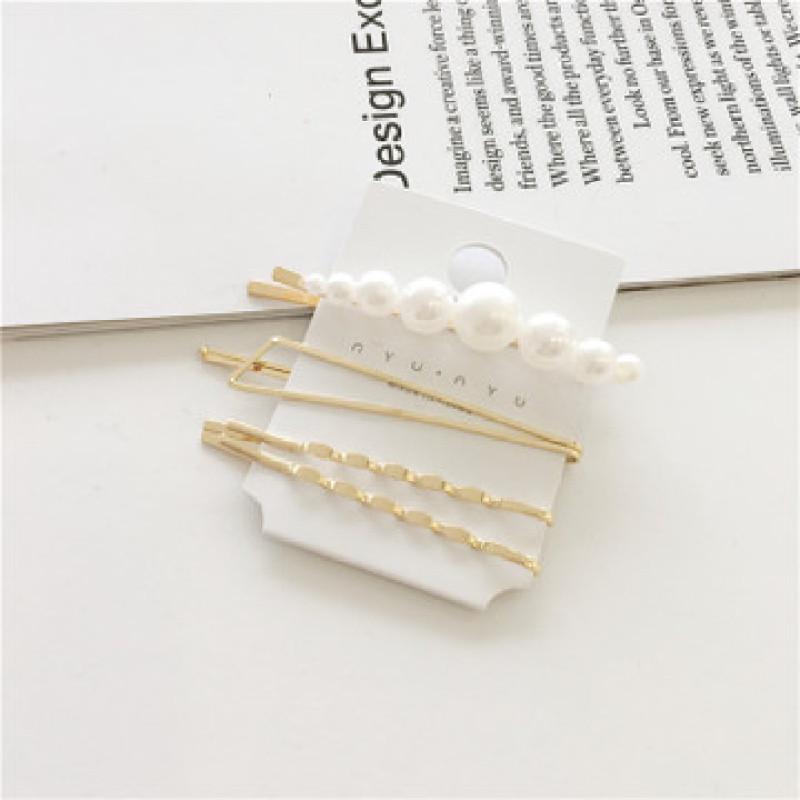 Buy 3Pcs/set Pearl Metal Gold Color Hair Clip Bobby Pin Hairband
