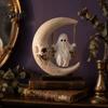 Personalized Birthday Present Halloween Ghost Swing Figurine, Spooky On A Moon Statue, Desk Decoration Resin Gothic Home for Desktop, Mantel,