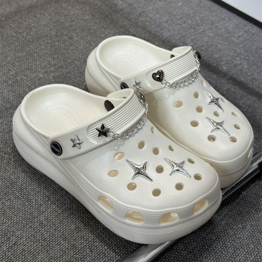New summer hole shoes slippers women's outer wear summer thick soles go out women's bag head drag
