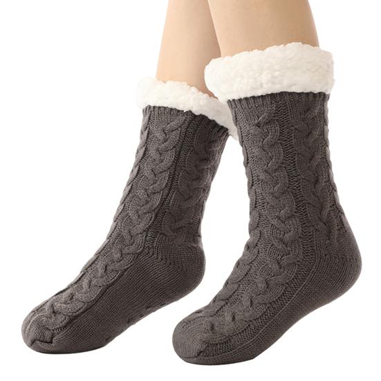 1 Pair Cashmere Socks Slipper Socks with Non-Slip Dots Winter Thick Home Sleep Socks for Women And Elderly