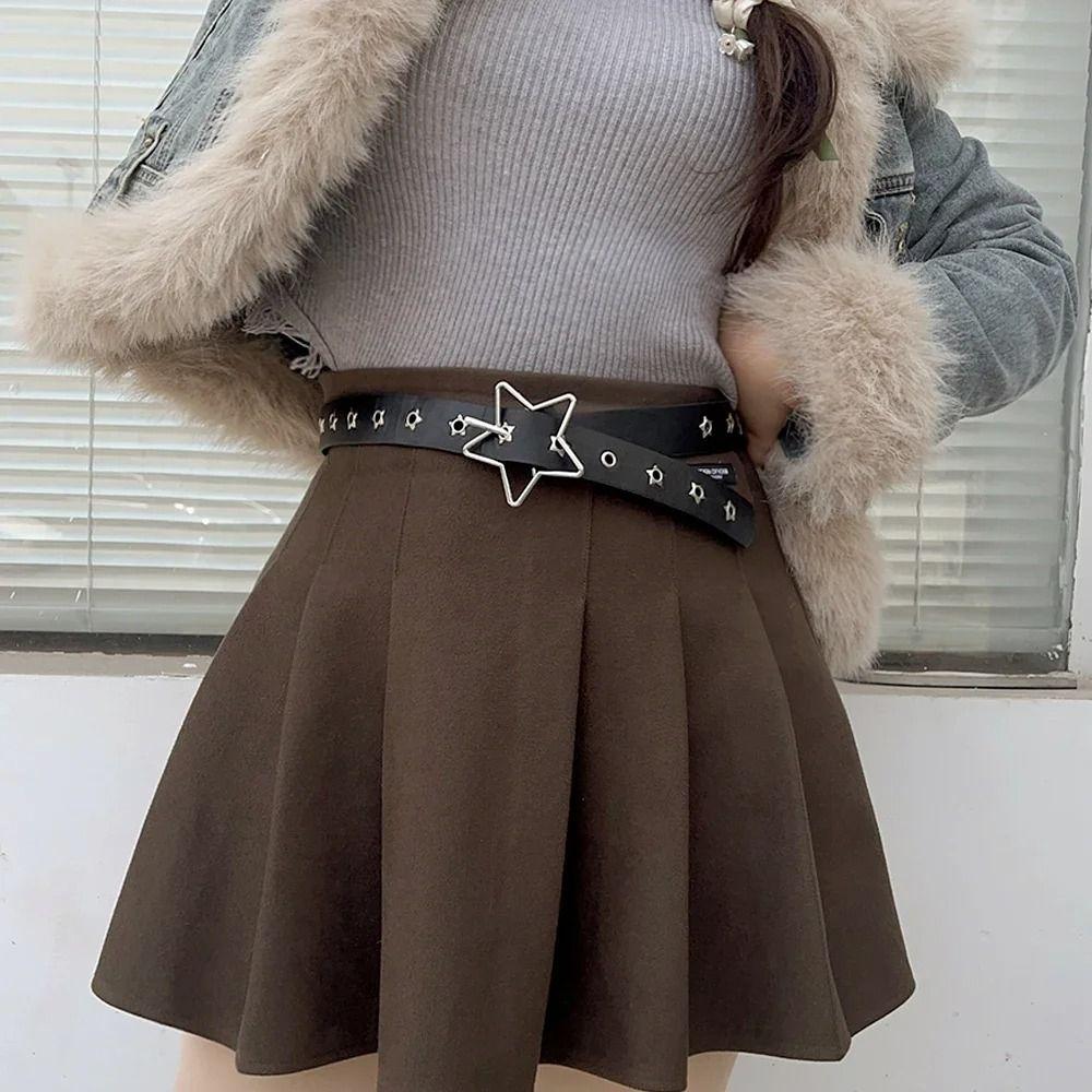 Heart Star Waistband PU Leather Women Waist Belt Punk Rivet Belt  Dress Decoration