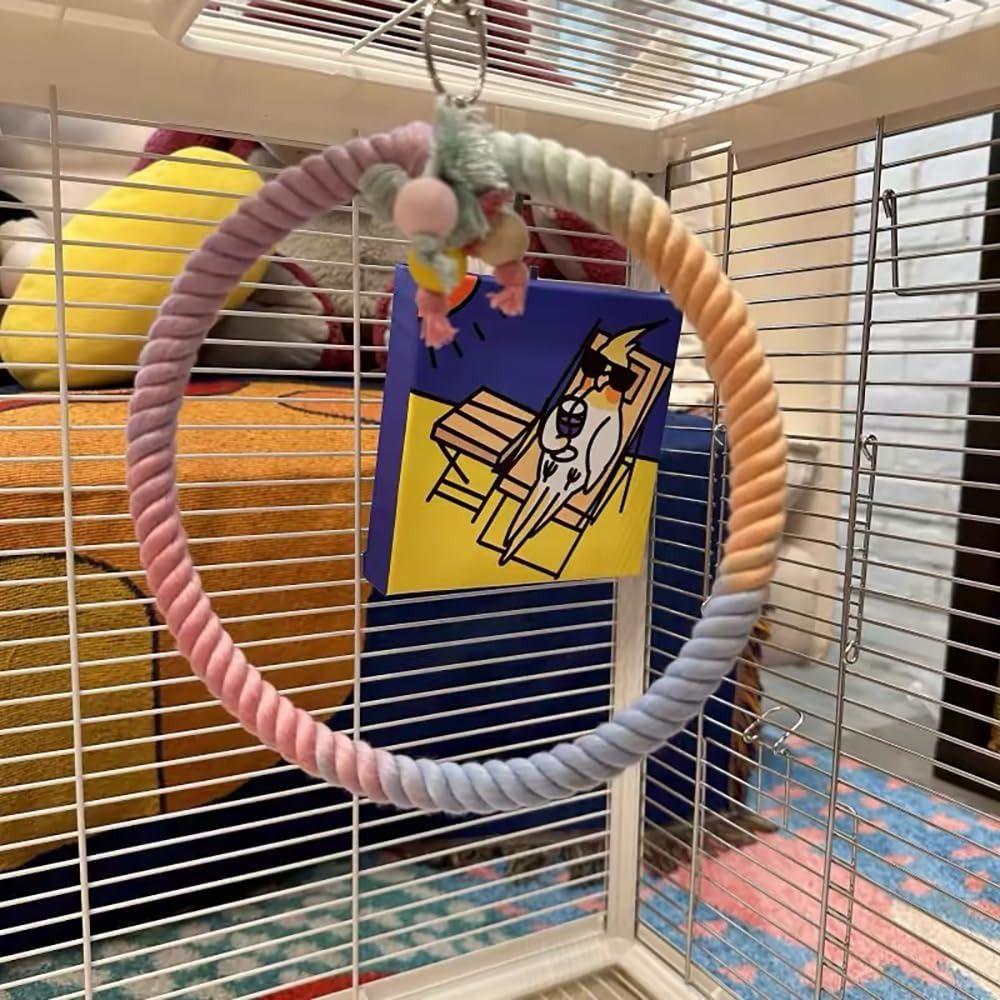 Sturdy Parrot Standing Woven Rope Screw Head Bird Cotton Rope Swing  Paw Grinding