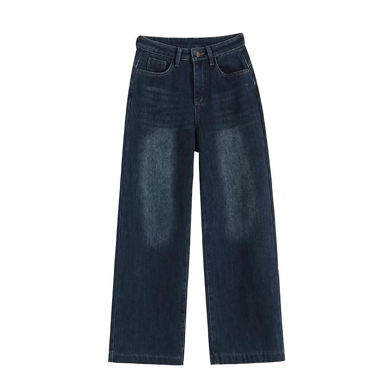 Petite Women's Fleece-Lined Wide-Leg Jeans: Slim-Fit, Stretchy, Fashionable, and Personalized for Autumn/Winter.