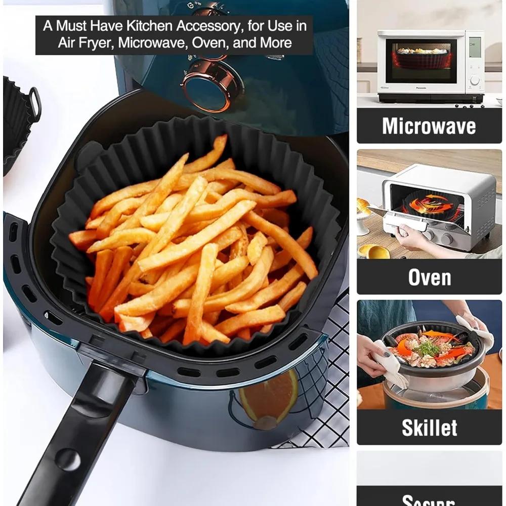 Silicone Basket Pot Tray Airfryer Liner for Air Fryer Reusable Container Accessories Pan Baking Mold Protector Kitchen Gadgets