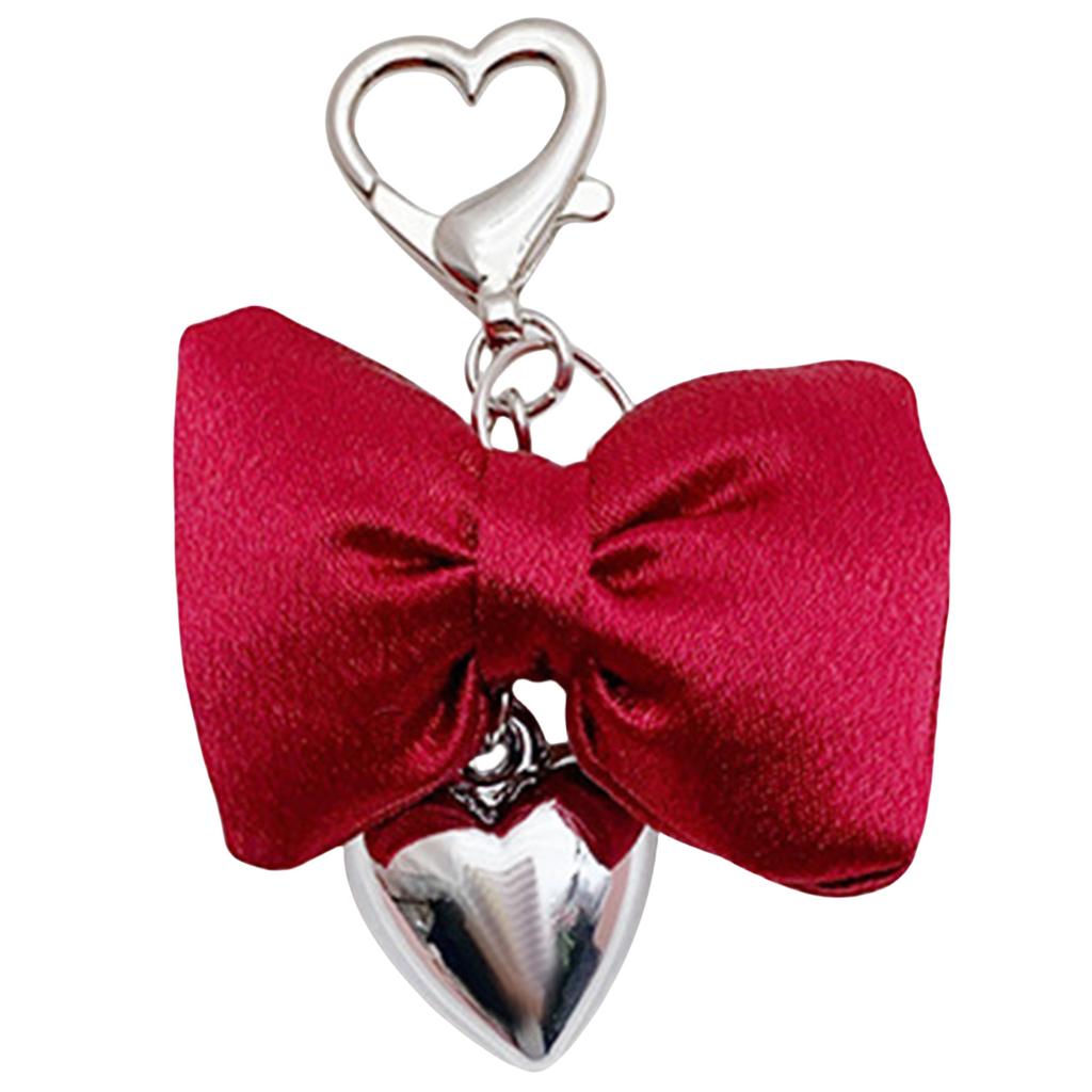 Elegant Bowknot Charm Keychain Elegant Heart and Bowknot Keyring with Accent Handbag Decoration for Women Girls