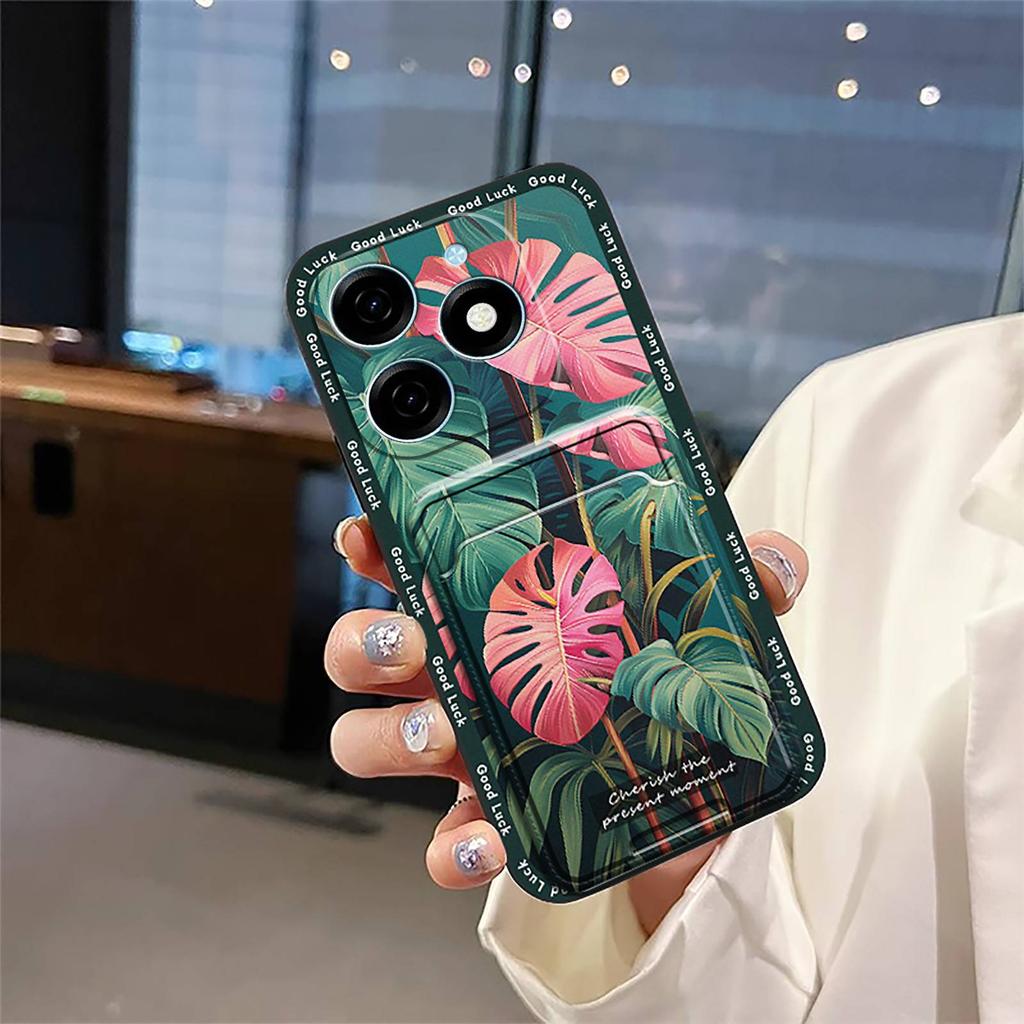 Card Slot Cartoon Phone Case For Tecno Spark20/KJ5 Cute Protective Soft Case Anti-knock Graffiti Fashion Design TPU