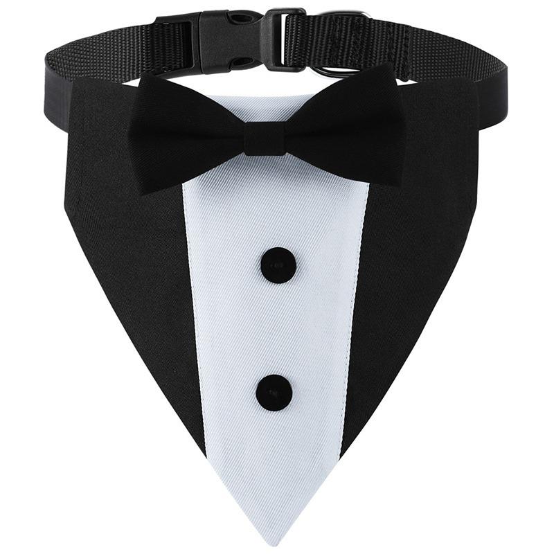 Elegant Bow Tie Dog Collar Adjustable Tuxedo Bandana For Puppy Formal Wear Wedding Birthday Party Cosplay Dress Up Accessory