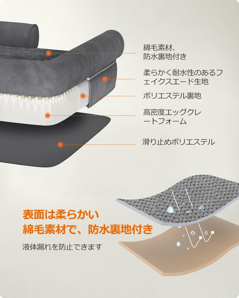 FEANDREA Washable Dog Pet Bed with Beautiful Bed for Small to Medium 76 x 51 x 18 Dark Gray Bed, Fluffy, All-Season Cushion, Non-Slip, Versatile,