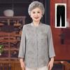 Chiffon Summer Shirt for Elderly Women: Chinese Style Round Neck Fashion.
