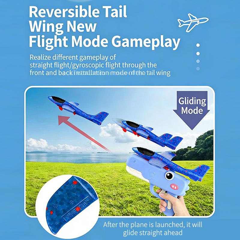 Summer Outdoor Games Kids Glider Flight Throw Foam Plane Kite Shooting Gun Plane Launcher Toy Parent-Child Interaction Toy