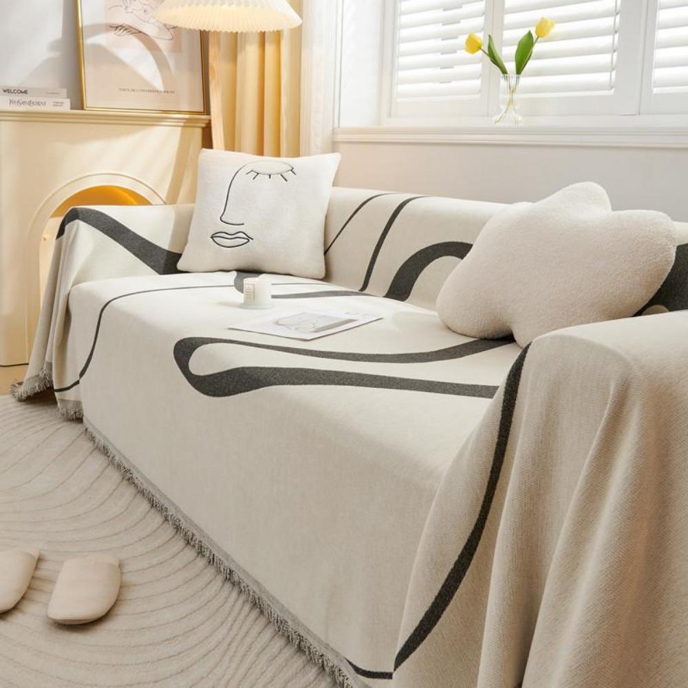 1pcs Modern Sofa Cover Four Season Non-Slip Dust Anti-Cat Scratch Nordic Tassel Throw Blanket Home Couch Decor Accessories