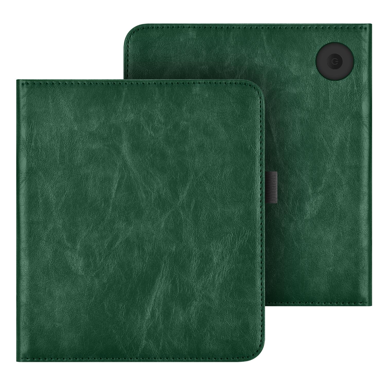 

For KOBO Libra Colour/Libra 2/Libra H2O Case with Hand Strap Stand Card Slot 7 inch Leather Cover Ebook N428 N418 N873 Funda KOBO Libra Colour зелёный