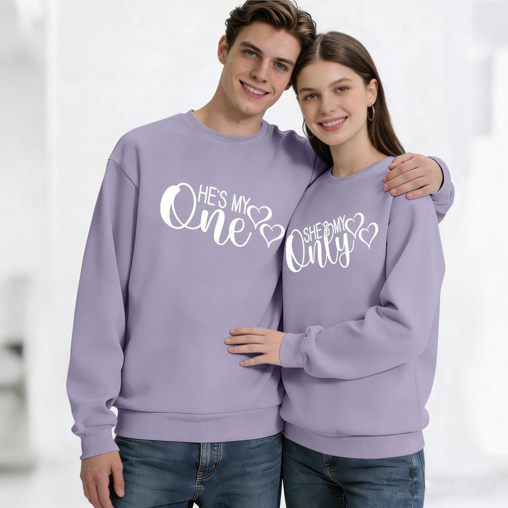 Men's Round Neck Long Sleeve Top, Unisex, Couple Casual Sports Top Set