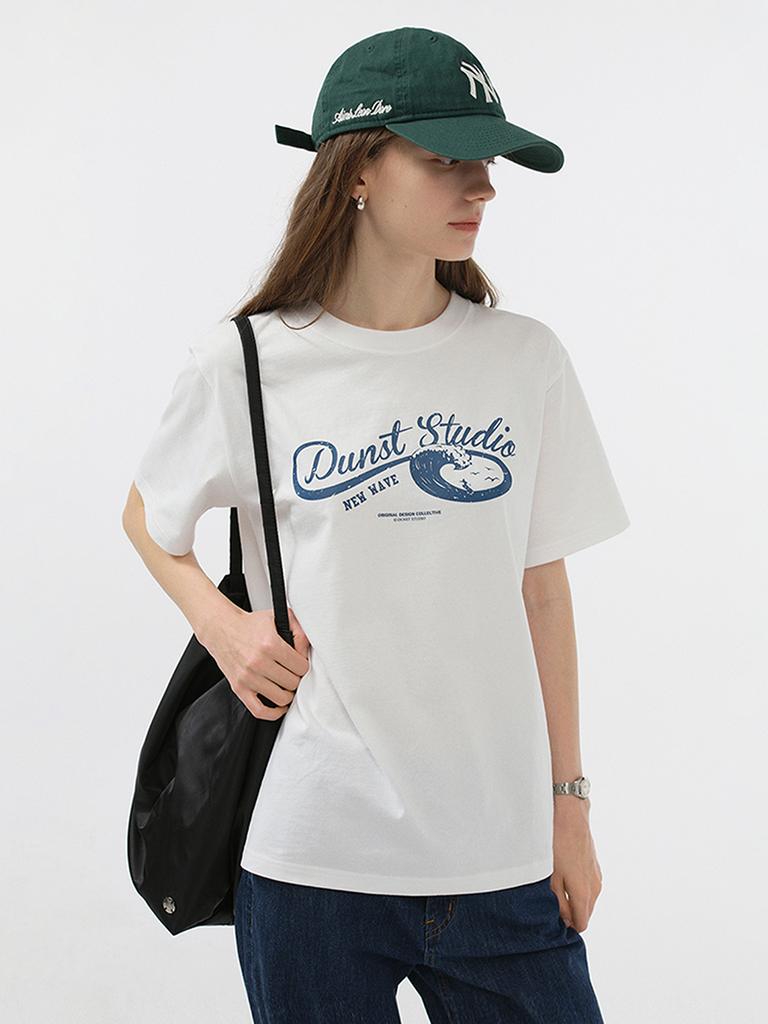 Deonseuteu Unisex Wave Logo T-Shirt_Udts5B125_Off White